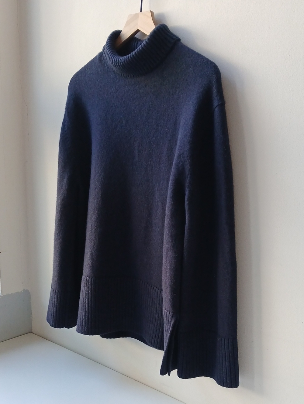 & Other Stories Mock Neck Wool Sweater Navy Blue Women's Small - Picture 2 of 6